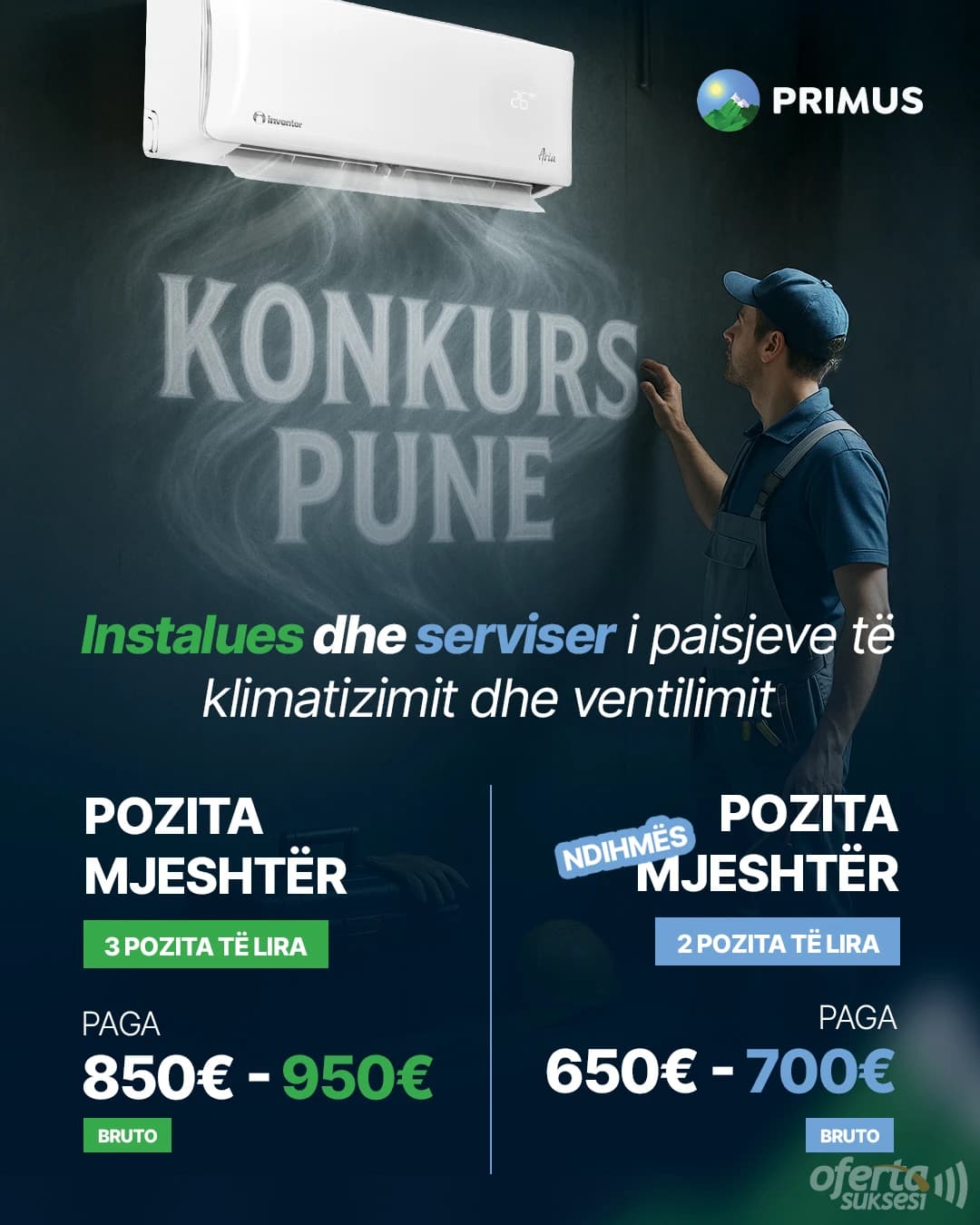 Ofroj pune per 5 Instalues dhe serviser i paisjeve të klimatizimit dhe ventilimit — fotografia 1