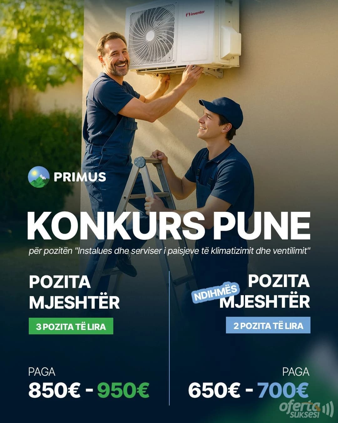 Instalues dhe serviser i paisjeve të klimatizimit dhe ventilimit / 5 vende të lira pune. — fotografia 1
