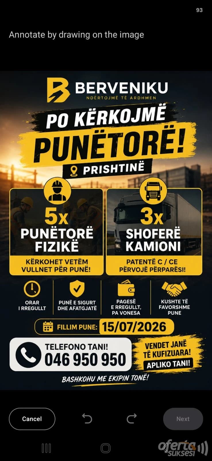 Ofroj punë për 8 përson — fotografia 1